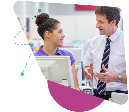 Retail manager with employee